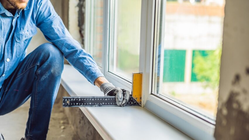 Glasmästare som byter fönster